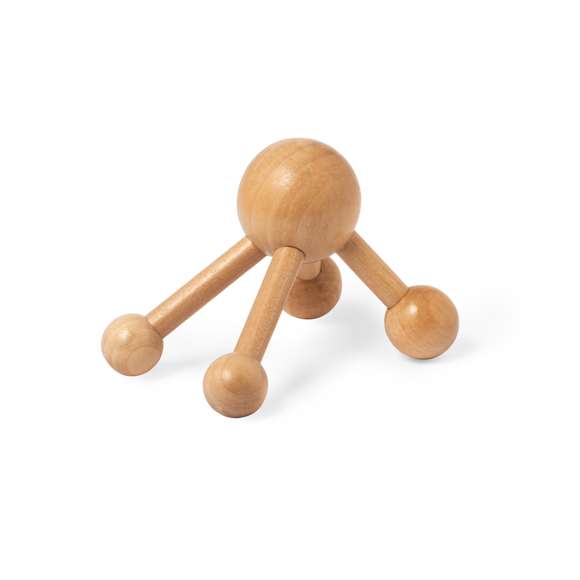 Masajeador fabricado en madera natural. Diseñado para proporcionar alivio y bienestar. Su empuñadura ergonómica garantiza un manejo cómodo, mientras que sus sus cuatro bolas de madera ofrecen eficiencia y un masaje revitalizante, liberando tensión muscular. Presentado en caja individual de diseño kraft.