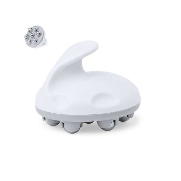 Masajeador fabricado en resistente ABS con bolas metálicas. Diseñado para brindar alivio y bienestar. Su empuñadura ergonómica garantiza un manejo cómodo, mientras que sus esferas metálicas efecto frío ayudan a la absorción de cremas, relajando la piel cansada. Presentado en caja individual de diseño kraft.