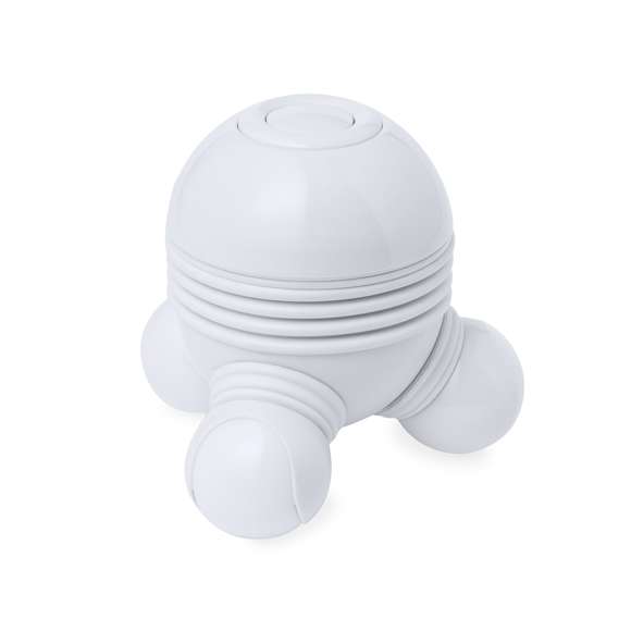 Masajeador de mano eléctrico. Excelente confort por sus propiedades de vibración, ofreciendo una experiencia de relajación y alivio. Su diseño se adapta fácilmente a la mano para un agarre firme, con luces indicadoras de funcionamiento dentro de las bolas. Compacto y portátil, alimentado por 3 pilas AAA (no incluidas). Presentado en una caja de diseño kraft.