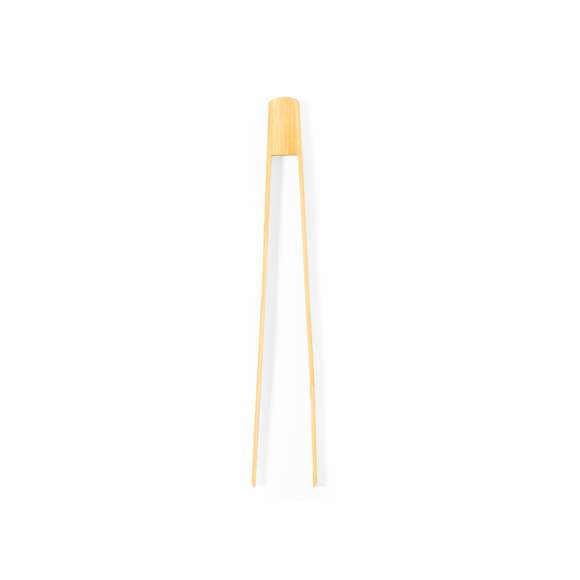 Pinzas de cocina fabricadas en flexible y suave bambú. Presentadas individualmente en bolsa de papel reciclado. Materiales como el bambú fomentan la utilización de materias primas naturales, reduciendo las emisiones contaminantes. Proviene de una planta de gran resistencia y versatilidad, con crecimiento y regeneración rápidos, siendo una excelente alternativa al uso de madera tradicional.