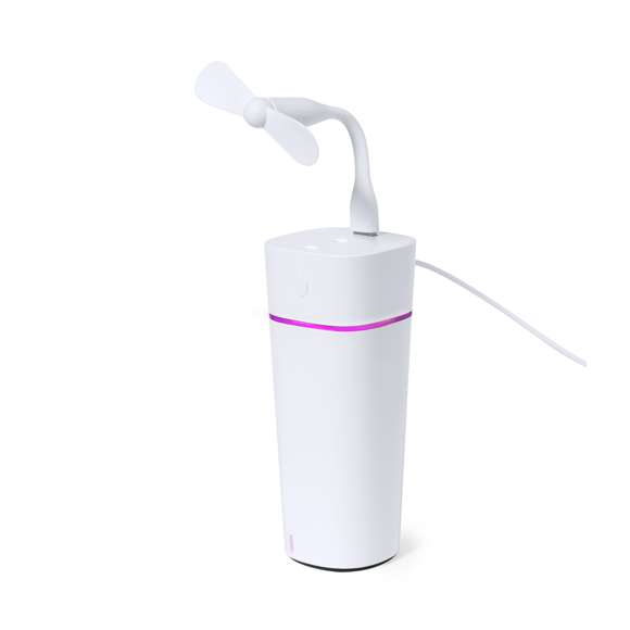 Humidificador elegante y decorativo con una capacidad de 240 ml. Además, cuenta con luces LED con dos posiciones de iluminación (fija e intermitente). Incluye un práctico cable de alimentación USB. Presentado individualmente en caja de diseño kraft.