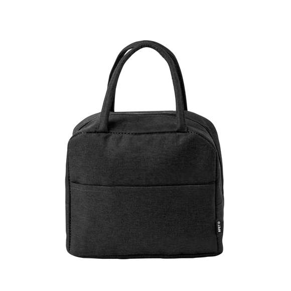 Nevera confeccionada en resistente poliéster 600D RPET. Compartimento principal con cierre de cremallera e interior en aluminio con base reforzada. Incluye bolsillo exterior y asas a conjunto, con logotipo RPET en etiqueta exterior.El material RPET se elabora a partir de plástico reciclado, para así fomentar la reutilización de residuos plásticos y ayudar a la sostenibilidad del planeta.