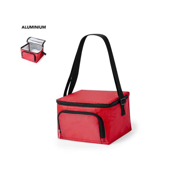 Nevera resistente con cierre de cremallera y amplio bolsillo frontal y cinta bandolera ajustable. Disponible en variada gama de colores, con detalles y accesorios en color negro. Presentado en bolsa individual reciclado.