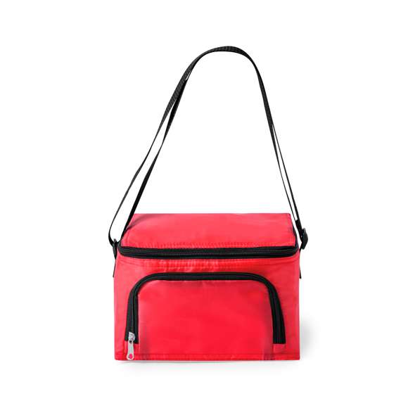 Nevera resistente con cierre de cremallera y amplio bolsillo frontal y cinta bandolera ajustable. Disponible en variada gama de colores, con detalles y accesorios en color negro. Presentado en bolsa individual reciclado.