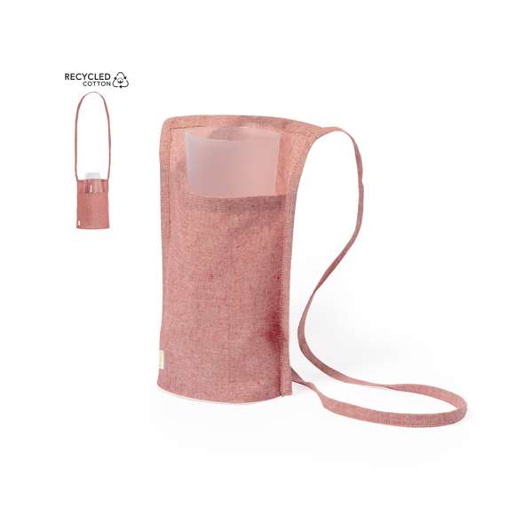 Práctico portatodo confeccionado en algodón 100% reciclado. Versátil bolsa con asa larga y bolsillo para llevar cómodamente copas, vasos o cualquier objeto cómodamente. Disponible en diversos colores y fabricado en suave algodón reciclado con etiqueta distintiva.