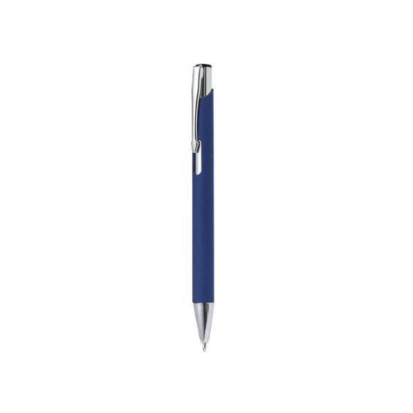Bolígrafo de línea nature con mecanismo pulsador. Combinación de cuerpo en papel reciclado de color natural y accesorios en metal. Disponible en variada gama de colores, con tinta azul.