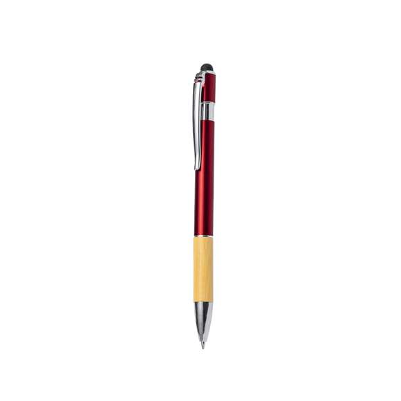 Elegante bolígrafo puntero de bambú y aluminio con mecanismo pulsador. Cuerpo en resistente aluminio de acabado brillante y empuñadura en bambú con puntero en la parte superior en negro. Caña en una amplia gama de distintivos colores metálicos. Clip metálico, con pulsador retráctil y en tinta azul. Presentado en bolsa individual reciclada.Materiales como el bambú fomentan la utilización de materias primas naturales, reduciendo las emisiones contaminantes. Proviene de una planta de gran resistencia y versatilidad, con crecimiento y regeneración rápidos, siendo una excelente alternativa al uso de madera tradicional.