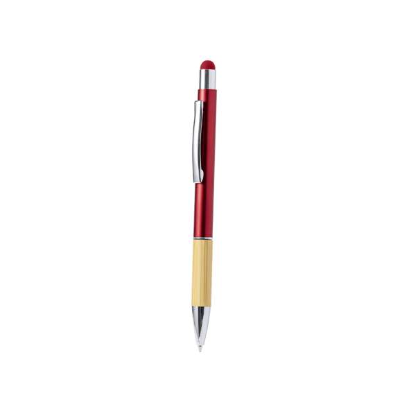 Elegante bolígrafo puntero de bambú y aluminio con mecanismo giratorio. Cuerpo en resistente aluminio de acabado brillante y empuñadura en bambú, con la caña en una amplia gama de distintivos colores y puntero en la parte superor a juego. Clip metálico y en tinta azul. Presentado en bolsa individual reciclada.Materiales como el bambú fomentan la utilización de materias primas naturales, reduciendo las emisiones contaminantes. Proviene de una planta de gran resistencia y versatilidad, con crecimiento y regeneración rápidos, siendo una excelente alternativa al uso de madera tradicional.