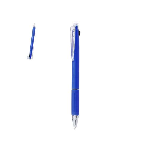Práctico bolígrafo puntero. De mecanismo pulsador y con posibilidad de elegir entre tinta negra, roja o portaminas, con pulsadores a juego. Suave empuñadura de agradable tacto, con clip y punta transparentes. Cuerpo en variados y llamativos colores, con goma en la parte superior.