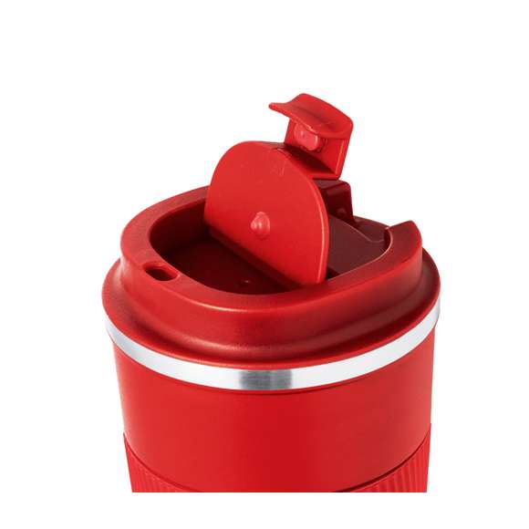 Vaso térmico fabricado en acero inox de doble pared y 400 ml de capacidad de color mate. Con dosificador en tapa y abrefácil, banda de silicona a juego y base antideslizante, libre de BPA. Es ideal para tener en tu escritorio, mesa o en cualquier superficie donde disfrutar tranquilamente de tu bebida favorita.