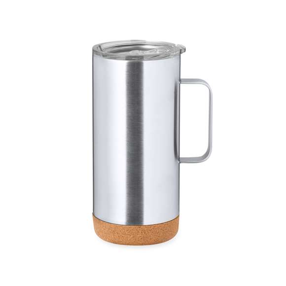 Taza térmica fabricada en acero inox reciclado de doble pared y 450 ml de capacidad. Con dosificador abrefácil en tapa, libre de BPA, y base en corcho natural. Con logotipo Acero Inox Reciclado. Es ideal para tener en tu escritorio, mesa o en cualquier superficie donde disfrutar tranquilamente de tu bebida favorita. El acero es uno de los materiales más demandados y que puede encontrarse casi en todas partes, desde productos de uso diario a grandes construcciones. Con innumerables propiedades, entre las que cabe destacar la durabilidad y su alto grado de reutilización, convirtiéndolo en una alternativa muy valorada en soluciones de sostenibilidad. Debidamente tratado, permite obtener nuevos recursos de infinita utilización.