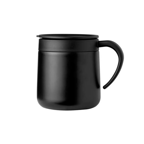 Taza térmica de sobremesa fabricada en acero inox de doble pared con aislamiento y 330 ml de capacidad. Incluye tapa a presión con dosificador abrefácil y base antideslizante. Disponible en variada gama de colores mate. Presentada en atractiva caja de diseño kraft.