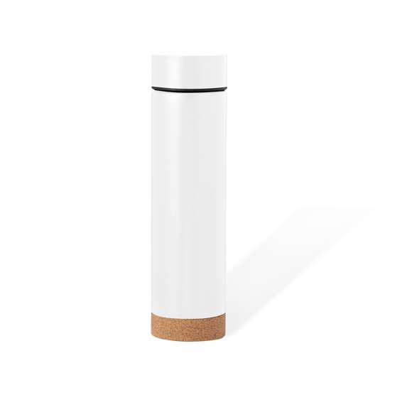 Termo en acero inox de 470 ml de capacidad con base de corcho. Con doble pared para mejor y más duradera conservación de la temperatura. Infusor incluido y sistema de apertura fácil a rosca. Disponible en variada gama de colores y presentado en atractiva caja de diseño kraft.Elaborado con elementos vegetales para así fomentar la utilización de materias primas naturales y reducir las emisiones contaminantes.