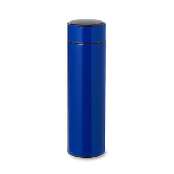 Termo en alta calidad de doble pared y 450 ml de capacidad, con medidor de temperatura táctil integrado en tapón. Fabricado en acero inox, que ofrece una resistencia y durabilidad excepcionales. Tapón en acero inox con infusor integrado y libre de BPA. Alimentación a pilas (de botón incluida), con manual de instrucciones en español e inglés. Disponible en variada gama de colores y presentado en atractiva caja de diseño kraft.
