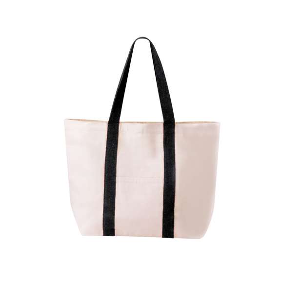 Bolsa fabricada en resistente algodón de 280g/m2. De acabado cosido, cierre de botón, fuelle y asas largas de 60cm reforzadas, en diversos colores. Además, tiene bolsillo exterior de fácil acceso y otro interior con cierre de cremallera. Resistencia hasta 10kg de peso.