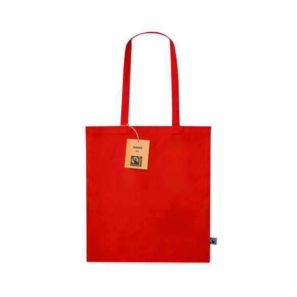 Bolsa de línea nature, fabricada en 100% algodón de 180g/m2. Con certificación Fairtrade (Comercio Justo) un sistema comercial solidario y alternativo al convencional que persigue el desarrollo de los pueblos y la lucha contra la pobreza. De acabado cosido, con asas largas de 70cm y resistencia hasta 6kg de peso. Disponible en diferentes y alegres colores. Incluida etiqueta Fairtrade y etiqueta con logotipo en cartón reciclado.