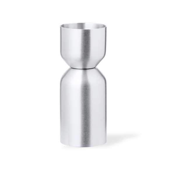 Medidor de bebidas en acero inox de acabado mate. Diseñado especialmente para marcaje en láser y presentado en caja de diseño kraft.