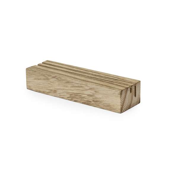 Portagráfica con base fabricada en resistente madera. Incluye práctica pizarra para escribir por ambos lados de la misma y viene presentada en caja individual de diseño kraft.
