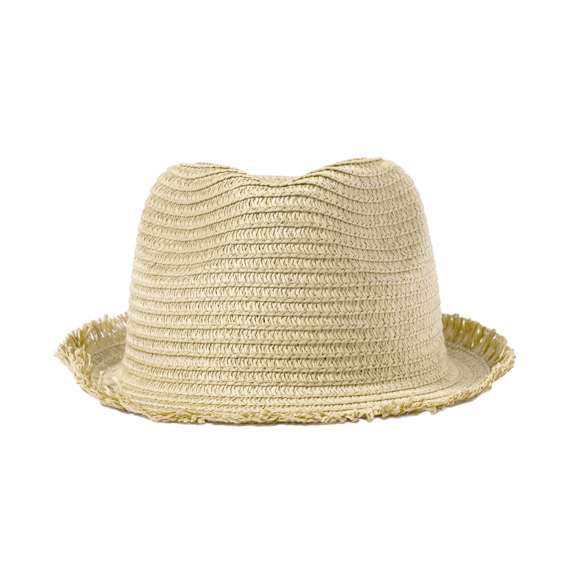 Elegante sombrero confeccionado en paja de papel. Disponible en colores naturales con bordes terminado en flecos. Incluye cinta confortable en el interior, además de otra cinta ajustable.