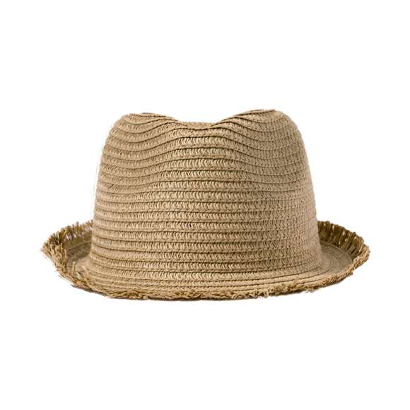 Elegante sombrero confeccionado en paja de papel. Disponible en colores naturales con bordes terminado en flecos. Incluye cinta confortable en el interior, además de otra cinta ajustable.