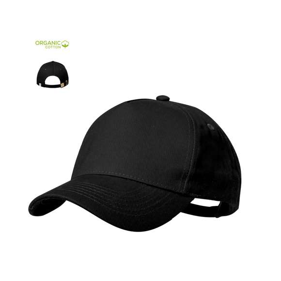 Gorra de 5 paneles en Algodón Orgánico de suave acabado. Con cierre ajustable de hebilla y orificios de ventilación bordados. Disponible en variada gama de colores, con logotipo en etiqueta.