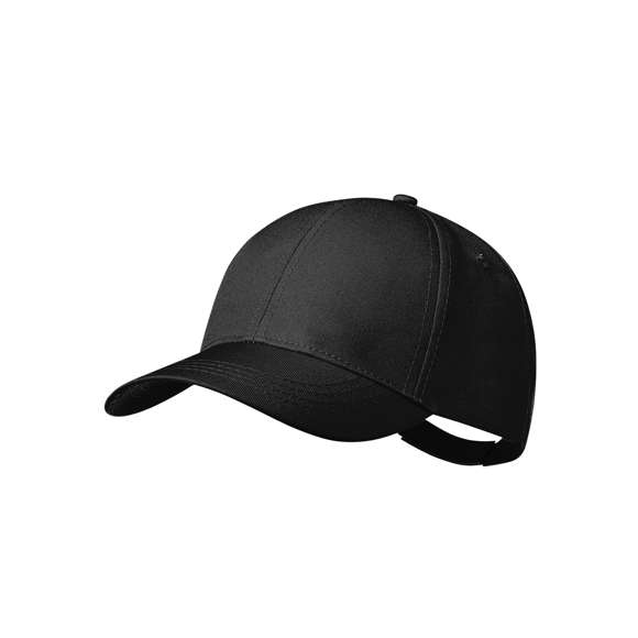Gorra de 6 paneles en poliéster RPET. Ajustable por el cierre de velcro y disponible en variada gama de colores. Etiqueta distintiva de RPET. El material RPET se elabora a partir de plástico reciclado, para así fomentar la reutilización de residuos plásticos y ayudar a la sostenibilidad del planeta.