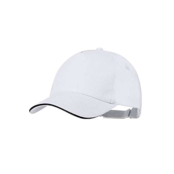 Gorra de 5 paneles en material poliéster RPET. En variada gama de vivos colores, con sandwich en color y acolchado en visera. Orificios de ventilación bordados y cierre ajustable de velcro. Con etiqueta distintiva RPET. El material RPET se elabora a partir de plástico reciclado, para así fomentar la reutilización de residuos plásticos y ayudar a la sostenibilidad del planeta.