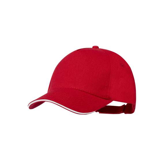 Gorra de 5 paneles en material poliéster RPET. En variada gama de vivos colores, con sandwich en color y acolchado en visera. Orificios de ventilación bordados y cierre ajustable de velcro. Con etiqueta distintiva RPET. El material RPET se elabora a partir de plástico reciclado, para así fomentar la reutilización de residuos plásticos y ayudar a la sostenibilidad del planeta.