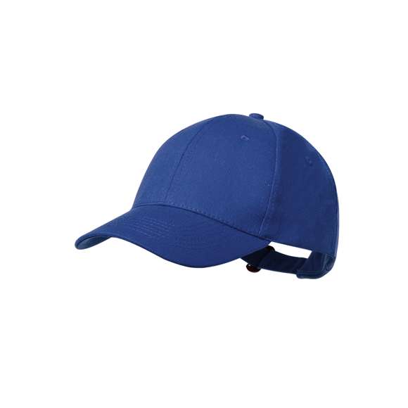 Gorra de 6 paneles en 100% algodón reciclado de suave acabado. Con cierre ajustable de hebilla y orificios de ventilación bordados. Disponible en variada gama de colores, con logotipo en etiqueta.