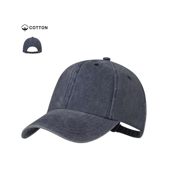 Gorra de 6 paneles de acabado efecto lavado. Fabricada en suave algodón 100%, con orificios de ventilación bordados. Con cierre trasero ajustable de hebilla metálica y disponible en variada gama de colores naturales.