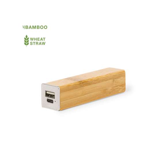 Batería auxiliar externa fabricada en bambú, con capacidad de carga de 2.200 mAh. Fácil de transportar gracias a su reducido tamaño, con salida y entrada USB y Tipo C. Especialmente diseñada para marcaje en láser. Incluye cable Micro USB y se presenta en una atractiva caja de diseño. Disponible manual de instrucciones en español e inglés.Materiales como el bambú fomentan la utilización de materias primas naturales, reduciendo las emisiones contaminantes. Proviene de una planta de gran resistencia y versatilidad, con crecimiento y regeneración rápidos, siendo una excelente alternativa al uso de madera tradicional.Las capacidades mostradas en todas nuestras baterías auxiliares externas son reales, incorporando todas ellas baterías de grado A y no recicladas, con una vida útil de al menos 500 ciclos de carga y según normativa CE. Además, están fabricadas conforme a los estándares RoHS y en cumplimiento con los siguientes requisitos de seguridad:Sistema de protección contra sobrecarga del power bank. Sistema de protección contra descarga completa que proporciona una mayor durabilidad del power bank. Sistema de bloqueo para evitar cortocircuitos. Sistema de transferencia de carga constante, acorde con la capacidad del dispositivo de destino.4000 mAh. Salida USB. Entrada Micro USB