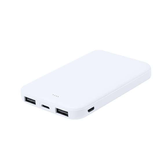 Batería auxiliar externa de tamaño ultra compacto, fabricada en RABS y con 5.000 mAh de capacidad de carga. Incluye salida USB dual para carga simultánea de 2 dispositivos, entrada Micro USB -cable incluido-, y conexión Tipo C de entrada y salida. Con indicador de estado de carga y presentada en atractiva caja de diseño eco. Con amplia superficie de marcaje y manual de instrucciones disponible en español e inglés.El RABS es un plástico altamente reciclable de gran resistencia y con multitud de aplicaciones que lo convierten en una solución eco-friendly. Con certificación RCS, que garantiza el origen reciclado del mismo.Las capacidades mostradas en todas nuestras baterías auxiliares externas son reales, incorporando todas ellas baterías de grado A y no recicladas, con una vida útil de al menos 500 ciclos de carga y según normativa CE. Además, están fabricadas conforme a los estándares RoHS y en cumplimiento con los siguientes requisitos de seguridad:Sistema de protección contra sobrecarga del power bank. Sistema de protección contra descarga completa que proporciona una mayor durabilidad del power bank. Sistema de bloqueo para evitar cortocircuitos. Sistema de transferencia de carga constante, acorde con la capacidad del dispositivo de destino.4000 mAh. Salida USB. Entrada Micro USB