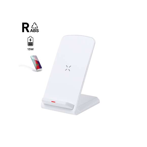 Cargador inalámbrico 15W con función soporte para smartphone fabricado en RABS. Indicador de estado de carga y compatible con dispositivos equipados con tecnología de carga inalámbrica. Amplia superficie de marcaje y presentado en atractiva caja de diseño kraft. Disponible manual de instrucciones en español e inglés.El RABS es un plástico altamente reciclable de gran resistencia y con multitud de aplicaciones que lo convierten en una solución eco-friendly. Con certificación RCS, que garantiza el origen reciclado del mismo.Fabricado conforme a los estándares RoHS y en cumplimiento con los siguientes requisitos de seguridad:Sistema de protección contra sobrecalentamiento.Sistema de protección contra sobrecarga.Sistema de bloqueo para evitar cortocircuitos.