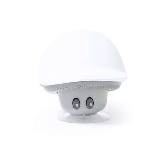 Altavoz de original diseño seta con gorra y función soporte para móvil. Conectividad Bluetooth 5.0, con 3W de potencia y función manos libres. Cuerpo con suave acabado de tacto goma y ventosa de fijación para función soporte. Cable Micro USB incluido y presentado en atractiva caja de diseño kraft. Disponible manual de instrucciones en español e inglés.