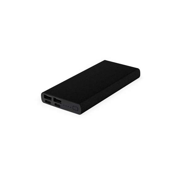 Batería auxiliar externa de gran capacidad de carga -10.000 mAh- con cuerpo acabado en resistente aluminio. Con salidas USB y Tipo C dual para cargar tres dispositivos simultáneamente y 1 conexión para entrada Tipo C. LEDs indicadores de estado de carga, diseño recto extraplano y amplia superficie de marcaje, especialmente recomendada para láser. Presentada en atractiva caja de diseño kraft. Disponible manual de instrucciones en español e inglés.Las capacidades mostradas en todas nuestras baterías auxiliares externas son reales, incorporando todas ellas baterías de grado A y no recicladas, con una vida útil de al menos 500 ciclos de carga y según normativa CE. Además, están fabricadas conforme a los estándares RoHS y en cumplimiento con los siguientes requisitos de seguridad:Sistema de protección contra sobrecarga del power bank. Sistema de protección contra descarga completa que proporciona una mayor durabilidad del power bank. Sistema de bloqueo para evitar cortocircuitos. Sistema de transferencia de carga constante, acorde con la capacidad del dispositivo de destino.10000 mAh. Salida USB. Entrada Micro USB