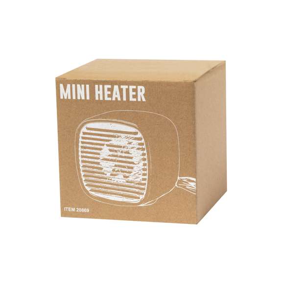 Práctico mini calefactor, eficaz para combatir el frío. Con una potencia de 600W y compatible con corriente alterna de 220V-240V, este dispositivo es el aliado perfecto para espacios pequeños. Su diseño portátil y elegante lo convierte en un complemento ideal para cualquier entorno. Presentado en caja de diseño kraft.