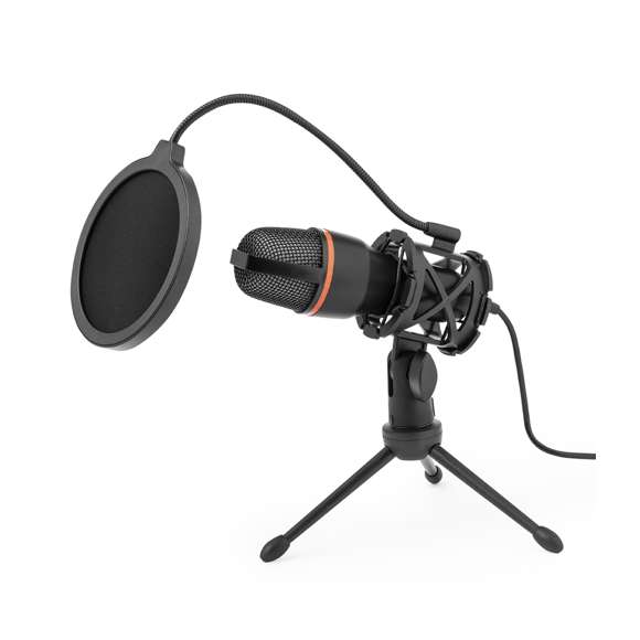 Micrófono de condensador de gran calidad de audio, idóneo para emisiones en directo, videollamadas o grabación de podcasts entre otros muchos usos. Con sistema de reducción de ruido y filtro anti-pop para que no se reproduzcan “pops” y/o siseos indeseados al pronunciar sonidos como la t, la p, o la s. Retroiluminado por LEDs multicolor y con fácil sistema de conexión plug and play mediante cable USB, compatible con PC y otros dispositivos. Incluye trípode ajustable que permite colocarlo en cualquier sitio, además de contar con rotación 360º y ajuste vertical. Presentado individualmente en caja de diseño kraft, con manual de instrucciones en español e inglés.