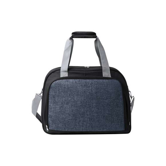 Bolso de gran capacidad fabricado en resistente RPET 600D. Cuenta con cierre de cremallera de doble asa de mano con cierre de velcro, y un bolsillo frontal con cierre de cremallera. Dispone de asa ajustable para un cómodo transporte con enganche y doble asa con cierre de velcro. Disponible en varios colores. Incluye etiqueta distintiva de RPET. Presentado en una bolsa individual reciclada.El material RPET se elabora a partir de plástico reciclado, para así fomentar la reutilización de residuos plásticos y ayudar a la sostenibilidad del planeta.