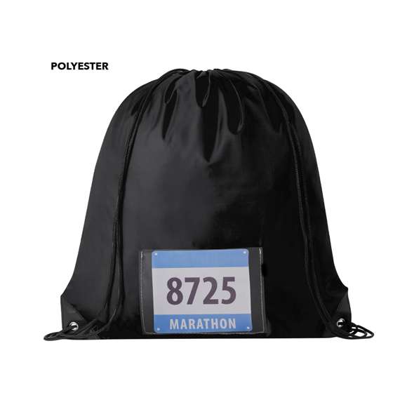 Mochila de cuerdas confeccionada en suave poliéster 210D. Posee cuerdas de autocierre, esquinas reforzadas en negro y argollas metálicas de refuerzo. Cuenta con un bolsillo frontal portadorsal y está disponible en una variada gama de colores (color blanco especialmente fabricado para marcaje en sublimación).