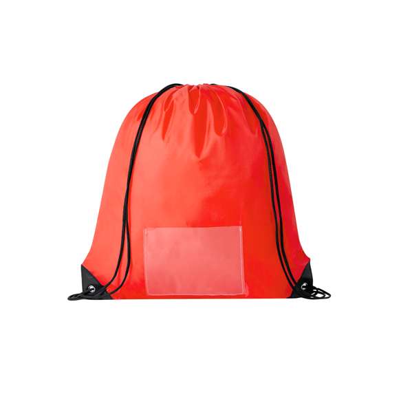 Mochila de cuerdas confeccionada en suave poliéster 210D. Posee cuerdas de autocierre, esquinas reforzadas en negro y argollas metálicas de refuerzo. Cuenta con un bolsillo frontal portadorsal y está disponible en una variada gama de colores (color blanco especialmente fabricado para marcaje en sublimación).