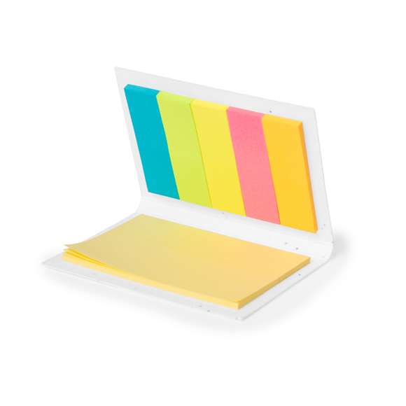 Bloc de notas con cubiertas fabricadas en papel semilla. En su interior, cuenta con 25 notas adhesivas medianas y 125 mininotas adhesivas en varios colores. La cubierta incluye semillas de petunia, convirtiéndolo en papel plantable al final de su vida útil. Incluye instrucciones de plantado en la cubierta trasera y se presenta en una bolsa individual de papel reciclado.