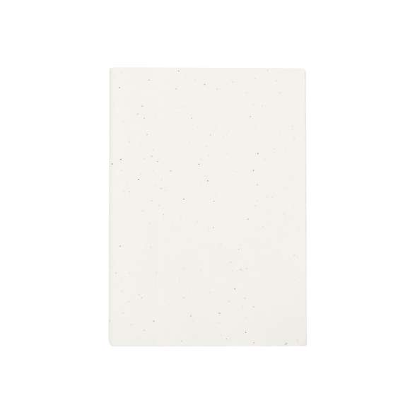 Libreta de tapas blandas con portada y contraportada fabricadas en papel de semillas. Con 60 hojas interiores en color blanco lisas. incluye semillas de petunia en ambas cubiertas, convirtiéndolo así en papel plantable al final de su vida útil. Con instrucciones de plantado y presentado en bolsa individual de papel reciclado.