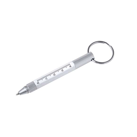 Práctico bolígrafo multifunción fabricado en aluminio. Con 5 funciones diferentes: bolígrafo, regla, puntero, destornillador plano y phillips. Disponible en variada gama de colores y presentado en bolsa individual reciclada.