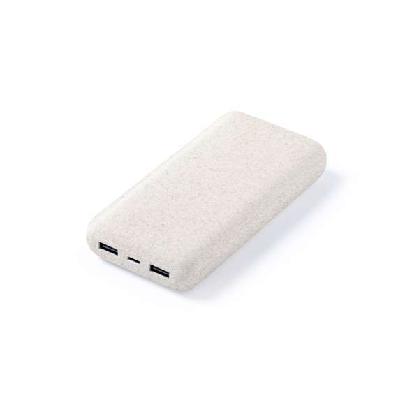Batería auxiliar externa de 20.000 mAh fabricada en caña de trigo. 2 salidas USB, con conexión Tipo C dual de entrada y salida e indicador LED de estado de carga. Presentado en caja individual de diseño kraft, con manual de instrucciones en español e inglés.Entrada/Salida USB C: 5-12V DC 3-1.5V, PD18WSalidas USB: 5-12V DC 4.5-1.5A, 22.5WLa caña de trigo fomenta la utilización de materias primas naturales, reduciendo así las emisiones contaminantes.Las capacidades mostradas en todas nuestras baterías auxiliares externas son reales, incorporando todas ellas baterías de grado A y no recicladas, con una vida útil de al menos 500 ciclos de carga y según normativa CE.Además, están fabricadas conforme a los estándares RoHS y en cumplimiento con los siguientes requisitos de seguridad:Sistema de protección contra sobrecarga del power bank.Sistema de protección contra descarga completa que proporciona una mayor durabilidad del power bank.Sistema de bloqueo para evitar cortocircuitos.Sistema de transferencia de carga constante, acorde con la capacidad del dispositivo de destino.