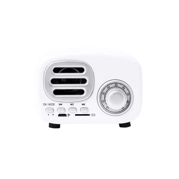 Compacto altavoz con estilo vintage en forma de radio de época y 3W de potencia. Con conexión Bluetooth para disfrutar de la libertad inalámbrica, reproduciendo la música y aportando estilo al mismo tiempo. Con indicadores luminosos, ranura para tarjetas Micro SD de hasta 64 GB y batería de 500 mAh. Presentado en atractiva caja de diseño kraft, con manual de instrucciones en español e inglés.