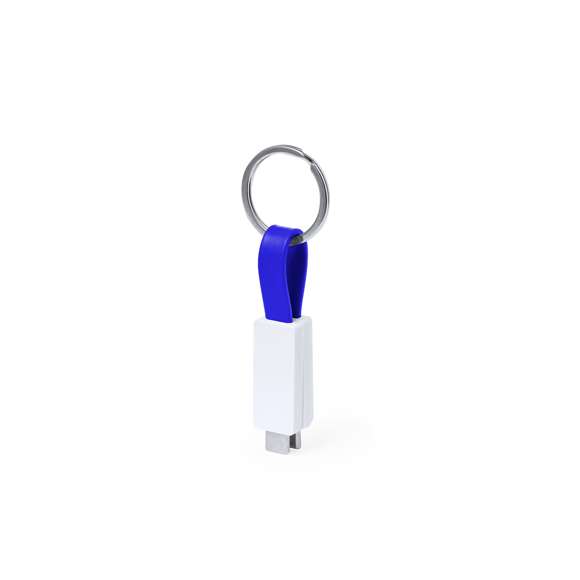 Cargador llavero USB Tipo C. Con 65W de potencia y apto para transferir datos. Presentado en bolsa individual de papel reciclado.