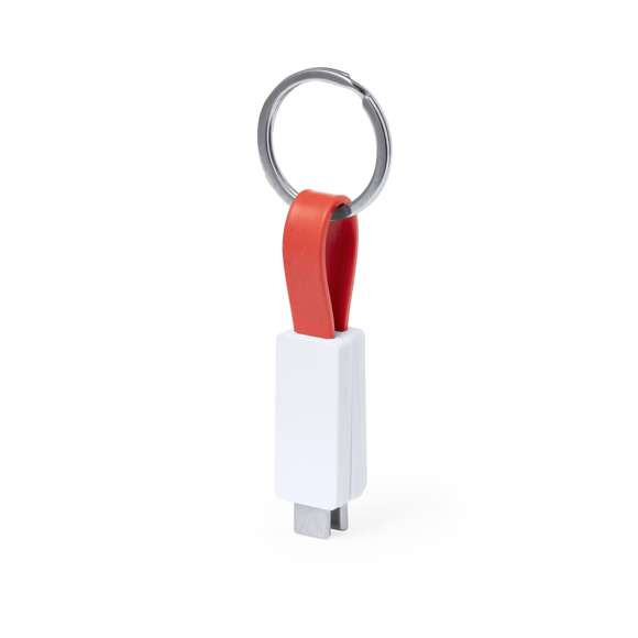 Cargador llavero USB Tipo C. Con 65W de potencia y apto para transferir datos. Presentado en bolsa individual de papel reciclado.