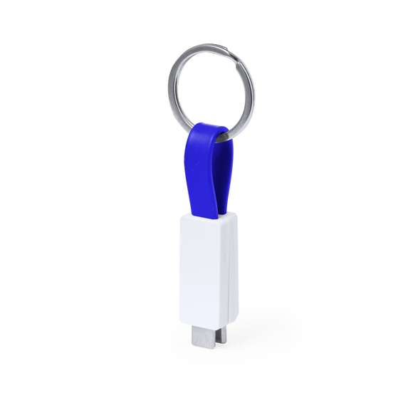 Cargador llavero USB Tipo C. Con 65W de potencia y apto para transferir datos. Presentado en bolsa individual de papel reciclado.