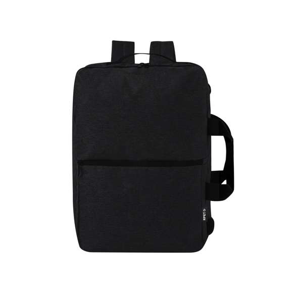 Mochila portadocumentos confeccionada en resistente 600D RPET. Presenta un diseño urbano que incorpora un bolsillo central con cierre de cremallera, y doble tirador. Con interior acolchado para portátil de hasta 15 pulgadas, bolsillo adicional con cierre de doble cremallera y bolsillo frontal. Sus cintas de hombros y la espalda están acolchadas y son ajustables para mayor comodidad. Ofrece tres modalidades de transporte: como mochila, gracias a las tiras de hombros colchadas; como portadocumentos, gracias a su asa de transporte acolgada; y como bandolera gracias a su asa larga ajustable. Está disponible en tres elegantes colores y se presenta de manera sofisticada en una bolsa individual reciclada.El material RPET se elabora a partir de plástico reciclado, para así fomentar la reutilización de residuos plásticos y ayudar a la sostenibilidad del planeta.