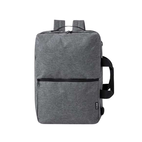 Mochila portadocumentos confeccionada en resistente 600D RPET. Presenta un diseño urbano que incorpora un bolsillo central con cierre de cremallera, y doble tirador. Con interior acolchado para portátil de hasta 15 pulgadas, bolsillo adicional con cierre de doble cremallera y bolsillo frontal. Sus cintas de hombros y la espalda están acolchadas y son ajustables para mayor comodidad. Ofrece tres modalidades de transporte: como mochila, gracias a las tiras de hombros colchadas; como portadocumentos, gracias a su asa de transporte acolgada; y como bandolera gracias a su asa larga ajustable. Está disponible en tres elegantes colores y se presenta de manera sofisticada en una bolsa individual reciclada.El material RPET se elabora a partir de plástico reciclado, para así fomentar la reutilización de residuos plásticos y ayudar a la sostenibilidad del planeta.